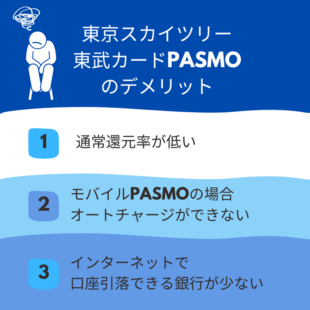東京スカイツリー東武カードPASMOのデメリット
