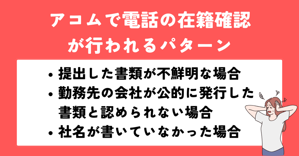 アコムの在籍確認が来るとき場合