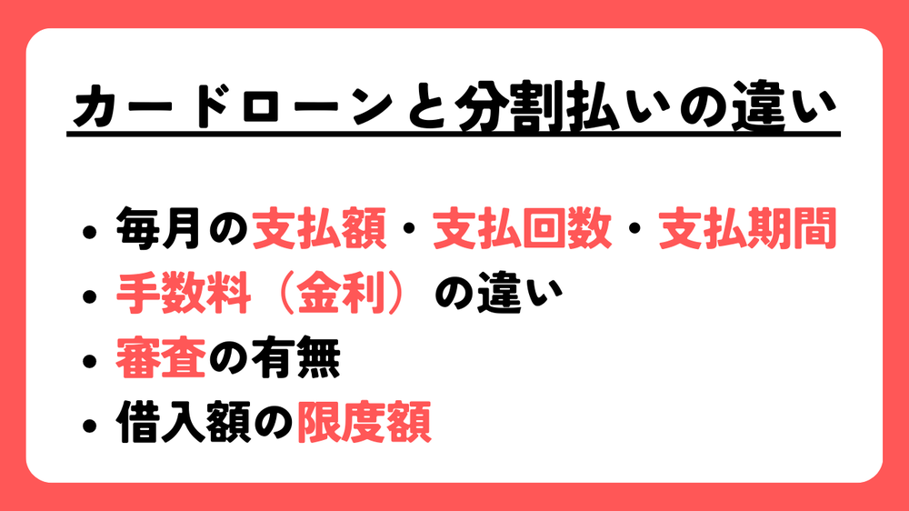 カードローンと分割払いの違い